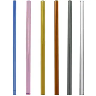 Stölzle Lausitz Glastrinkhalme gemixt inkl. Reinigungsbürste 6er-Set, blei- und cadmiumfrei, spülmaschinengeeignet, 4410077S001/6.F