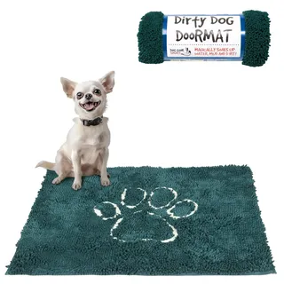 Dog Gone Smart Dirty Dog Fußmatte, Mikrofaser, super saugfähig, maschinenwaschbar, mit Rutschfester Unterseite, klein, Petrol