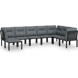 vidaXL 8-tlg. Garten-Lounge-Set Schwarz und Grau Poly Rattan