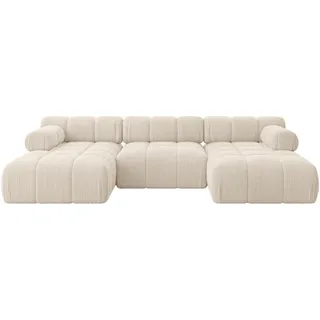 altdecor Eckcouch Cord 6-Sitzer Beige