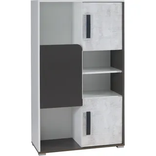 Furniture24 Schrank Bruno Hochschrank mit 2 Türen Highboard Kommode für Jugendzimmer - Schwarz