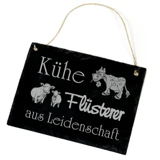 Dekolando Kühe Flüsterin Flüsterer aus Leidenschaft Türschild - Schild aus Schiefer graviert Kuhstall Rinderzucht Kuh Tiertherapeut Tierarzt 22 x 16 cm (Küheflüsterer)