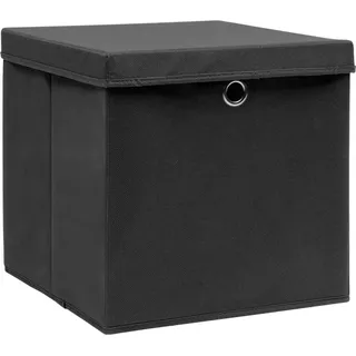 vidaXL Aufbewahrungsboxen mit Deckeln 10 Stk. Schwarz 32x32x32cm Stoff - Schwarz