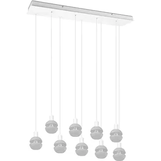 Trio Leuchten Pendelleuchte Mela 313100931, Metall Weiß matt, Glas weiß/klar, exkl. 9x E14