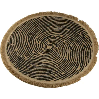 AM Design "Tischset mit Fransen", aus Jute, Ø 38 cm, schwarz, natur),