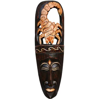 Wogeka - 50 cm Skorpion Wand-Maske - im Ethno Style Afrika aus Holz als Geschenk-Idee zu Weihnachten Geburtstag Dekoration - Handarbeit Schnitzerei von Bali Maske94