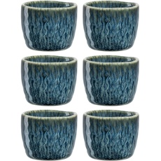 LEONARDO HOME Laonardo Matera Eierbecher Set 6-teilig - Eier Becher aus Keramik - Durchmesser 5,2 cm, Höhe 4 cm - Einfach zu reinigen, spülmaschinenfest - 6er Set in blau, 023046