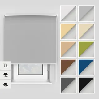 Estika Thermo rollos mit Bohren 150x220 cm Farbe: Grau, Verdunklungsrollo Deckenmontage und Wandmontage, Thermorollo hitzeschutz, Jalousien Fenster
