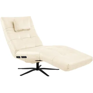 Pure Home Comfort Relaxliege , Creme , Metall , Echtleder , Rindleder , Füllung: Schaumstoff , 82x53-115x156-206 cm , motorische Relaxfunktion , Wohnzimmer, Sessel, Relaxliegen