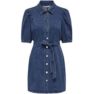 ONLY Damen Onlvibbe Ss Belt DNM Dress MBD Noos, Medium Blue Denim, S