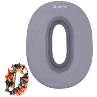 Meajore Kuchenform Zahlen, 25 cm Silikon Zahlenbackform Antihaftend – Backform Zahlen 0 für Number Cakes & Geburtstagskuchen