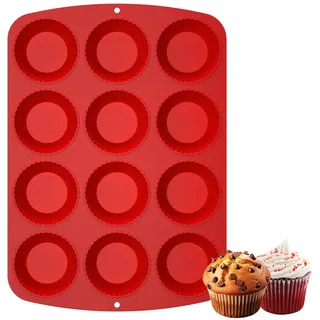 Silikon Muffinform Backform Muffinförmchen 12 Muffins - Mini Muffin Backblech 31x22cm Silikonformen Backblech BPA-Freie Antihaftbeschichtung Muffinformen Backform für Kuchen, Eincreme und Pudding