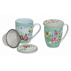 XXXLutz TEA-FOR-ONE-SET Blau, Grün, Weiß - 11 cm