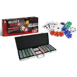MGM GAMES - Pokerchip-Koffer mit 500 Jetons - Mehrfarbig - 140500 - Kartenspiel - Metall - 2 bis 6 Spieler - Spielkarten - Gesellschaftsspiele - 11,5 g - 56 cm x 21 cm