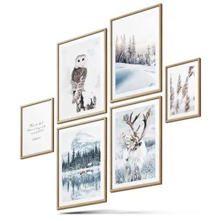 BLCKART Winter Wonderland Poster Set – Winter Deko Bilder für Wohnzimmer, Schlafzimmer & Flur – Weihnachts Wanddeko Poster