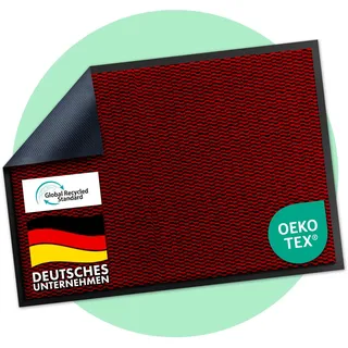 Floordirekt Premium Fußmatte für Eingangsbereich, 80x120cm Rot, Schmutzfangmatte für Innen und Außen, rutschfest & waschbar, Sauberlaufmatte für Flur, Teppich für Haustür, Sky Novo