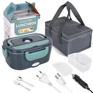 Elektrische Lunchbox, Tragbarer Lebensmittelwärmer, Duale Stromkompatibilität, 1.5L Blau
