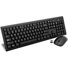 V7 Kabellose Tastatur und Maus mit US-Layout, Schwarz – CKW200US
