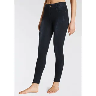 Jeansleggings BUFFALO, Damen, Gr. 36, N-Gr, blau (dunkelblau), Web, Obermaterial: 60% Viskose, 35% Polyester, 5% Elasthan, leichte Abriebeffekte, unifarben, figurbetont lang, Jeans Jeansleggings, in Denim-Look mit bunten Umschlagbündchen, Jeggings
