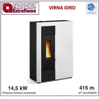 Extraflame 1282601 Virna Hydro Kaminofen Pellet 14,5 Kw 415 m3 Weiß