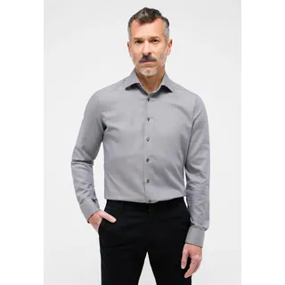 Langarmhemd ETERNA "SLIM FIT", Herren, Gr. 38, Normalgrößen, grau, Twill, 100% Baumwolle, schmal, Manschette, Hemden Langarmhemd, NON IRON (bügelfrei)