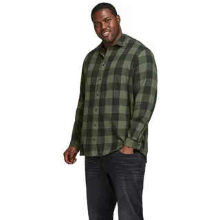 JACK & JONES Herren Freizeit Hemd JJEGINGHAM Comfort Plussize 2XL-8XL Kariert, Größe:7XL, Farbe:Dusty Olive 12183107