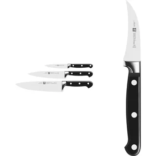 ZWILLING Professional S Messer-Set, 3-teilig (Spick-/Garniermesser 10 cm, Fleischmesser 16 cm, Kochmesser 20 cm),Schwarz & Professional S Schälmesser, Klingenlänge: 7 cm, Kleines Klingenblatt