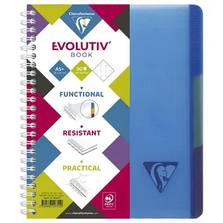 Clairefontaine Notizbuch DIN A5+ Kariert Spiralbindung PP (Polypropylen) Farbig sortiert 180 Seiten 90 Blatt