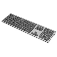 Digitus DA-20159 Kabellos Tastatur Deutsch, QWERTZ Grau Hotkey Funktion, Geräuscharme Tasten, Staub