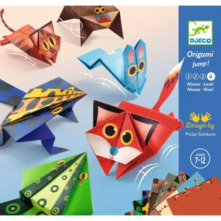 Kreatives Origami-Spiel „Hüpfende Tiere“, Djeco