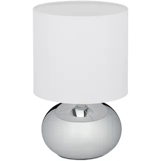 Relaxdays Nachttischlampe Touch dimmbar moderne Touch Lampe 3 Stufen E14 Table efficient - Silber