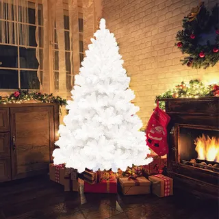Jayseuw 150 cm Tannenbaum weihnachtsbaum mit Metall Christbaum Ständer Einfache Montage für Hochzeit, Weihnachten, Schlafzimmer Weihnachts,Weiß - Weiß
