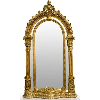 Pompöös by Casa Padrino Barock Standspiegel Gold 134 x H. 257 cm - Handgeschnitzt - Harald Glööckler Spiegel - Gold