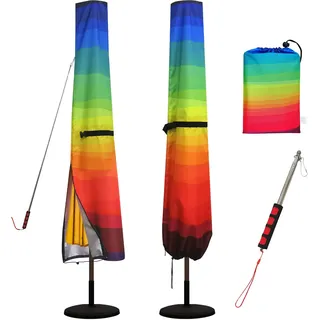 Daily Treasures Sonnenschirm Schutzhülle, Regenbogen Ampelschirm Schutzhülle 420D Oxford Schutzhülle Sonnenschirm mit Stab, 190 x 50 CM Schutzhülle Sonnenschirm für UV-Anti Wasserdicht Winddicht