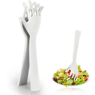 virkwuy 2 Stück Salatbesteck Kunststoff, Sporks und Salatzange Kunststoff | Plastik Salat Besteck mit Salatgabel, für Inhaltsstoffe, die Eine Schonende Behandlung Erfordern