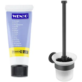 Wenko WC-Garnitur »Modell Bosio« 2 Stk. aus Edelstahl, Glas, inkl. Kleber, zur Wandbefestigung ohne Bohren, Halterung aus Edelstahl,