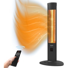 Dysis 2000 Watt Stand Heizstrahler, 4 Heizstufen mit Fernbedienung, Infrarotstrahler für Innen- & Außenbereich, IP20, Digitalanzeige, Timer, Thermostat, Schwarz