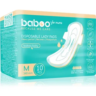 Baboo Postpartum Maternity Pads Binden für das Wochenbett zum einmaligen Gebrauch Größe M 10 St.