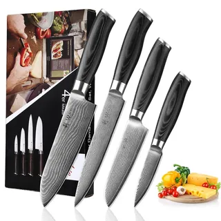 Wakoli Mikata Damastmesser Set 4-tlg. 18 cm Schwarz