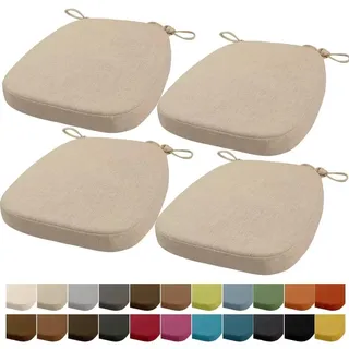 Orumrud 40x38x33CM(3CM Dicke) Stuhlkissen, Gartenstuhl Sitzkissen, Esszimmerstuhl Sitzkissen, waschbar, mit Reißverschluss, Riemen, rutschfestes Sitzkissen für Gartenstuhl (Beige 4 Stück)