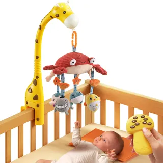 TUMAMA Mobile Baby mit Musik und Licht, drehbares und abnehmbares hängendes Mobile Baby, Spieluhr Baby für Babybett für Babys im Alter von 0–12 Monaten