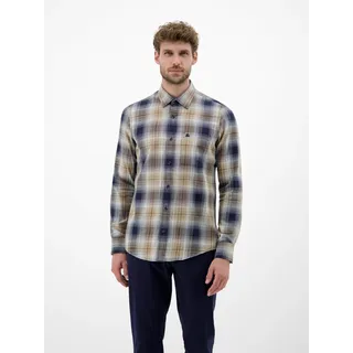 Langarmhemd LERROS, Herren, Gr. 3XL, N-Gr, classic navy blau, Web, Obermaterial: 100% Baumwolle, kariert, regular fit normal, Manschette, Hemden Langarmhemd, mit Karo Muster