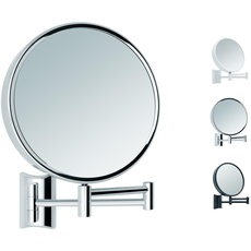 Libaro Kosmetikspiegel Imola 360° Schminkspiegel mit Wandmontage, Rasierspiegel doppelseitig mit Vergrößerung (Silber (3x/10x))