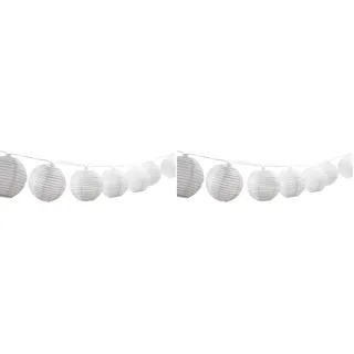 Dehner Solar Lichterkette Lampion, Länge 240 cm, Nylon/Kunststoff, weiß (Packung mit 2)