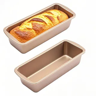 POPSKEETER 2 Brotbackform Klein, Edelstahl Kleine Backform Rechteckig Brotformen zum Backen Extra Dick Kastenform mit Antihaftbeschichtung Mini Kastenform Kuchen Backform (Gold, M)