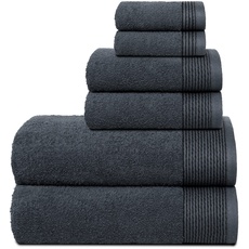 BELIZZI HOME Handtuch-Set, 100% Baumwolle, ultraweich, 6er-Pack, enthält 2 Badetücher 71,1 x 139,7 cm, 2 Handtücher 40,6 x 61 cm und 2 Waschlappen 30,5 x 30,5 cm, kompakt, leicht und sehr saugfähig –