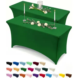 Utopia Kitchen Spandex Tischdecke 2 Pack [6FT, Smaragdgrün] Enge, Passgenaue, Waschbar und Faltenfrei Tischdecke Outdoor für Veranstaltung, Hochzeit, Bankett & Partys [183Lx76Wx76H] cm