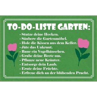 Schatzmix Spruch to-Do Liste Garten Metallschild Wanddeko 20x30 cm tin Sign Blechschild, Blech, Mehrfarbig