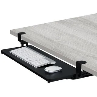Relaxdays Tastaturablage, 65 x 24 cm, ausziehbar, klemmbar, ergonomisch, Tastatur Schublade Unterbau, modern, schwarz