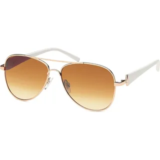 styleBREAKER Damen Sonnenbrille Pilotenbrille mit Strass | Edle Fliegerbrille Tropfenform UV400 | Metall Gestell mit Verlaufstönung | Inkl. Etui & Tuch - Gold, Braun